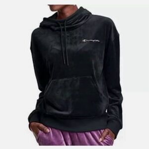Champion Women's Black Velour Hoodie